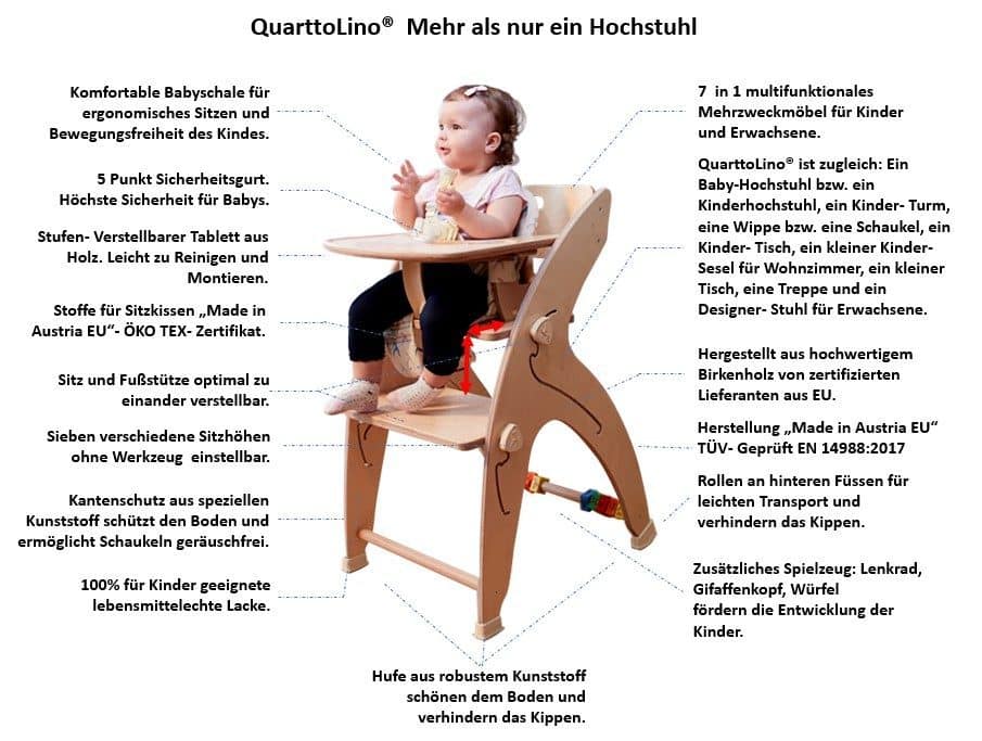 QuarttoLino high chair with features