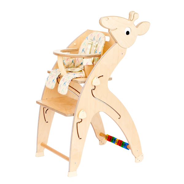 Quarttolino klassisches Hochstuhl für Kinder, Baby Hoch Stuhl aus Holz, Baby Schalle aus Holz,